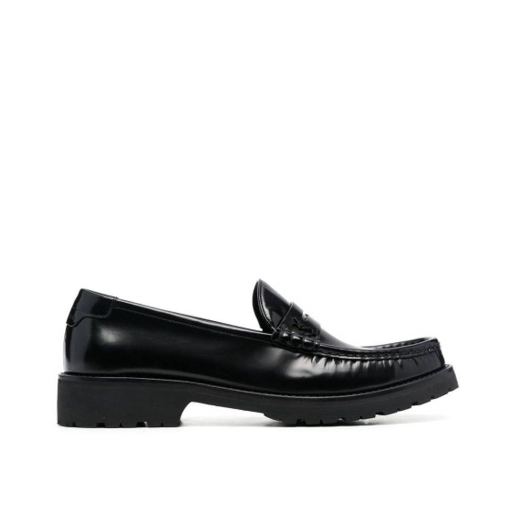 Saint Laurent Black Calfskin Slip-On Loafers