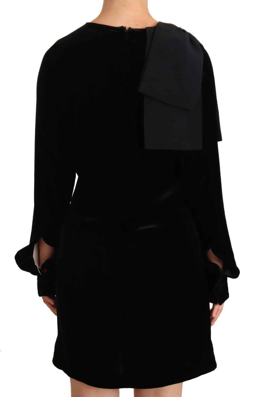 N.21 Sheath A-line Black Viscose Long Sleeves Round Neck Mini Dress