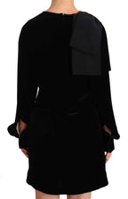 N.21 Sheath A-line Black Viscose Long Sleeves Round Neck Mini Dress