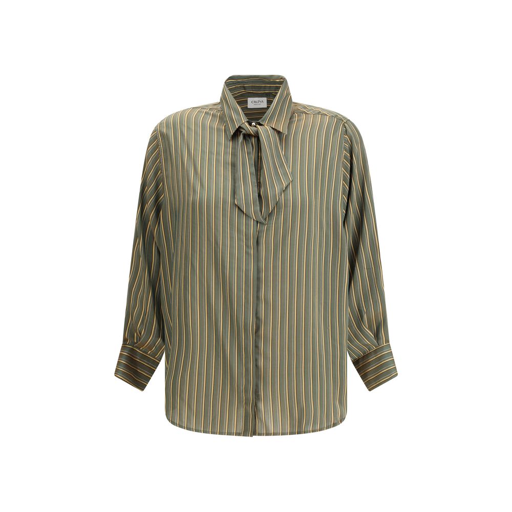 Cruna Green Viscose Pattern Shirt