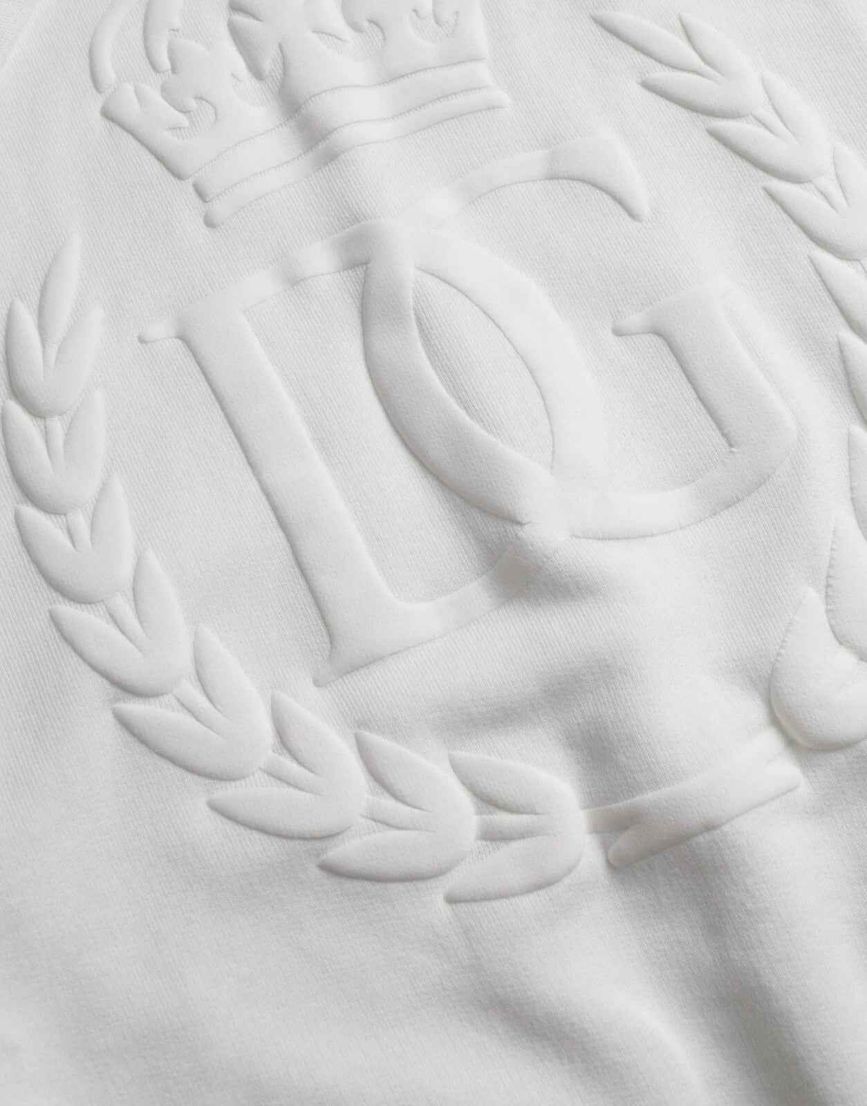 Dolce & Gabbana White Cotton Hooded Pullover Sweatshirt Men