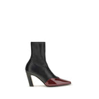 Khaite Black Leather Ankle Boots