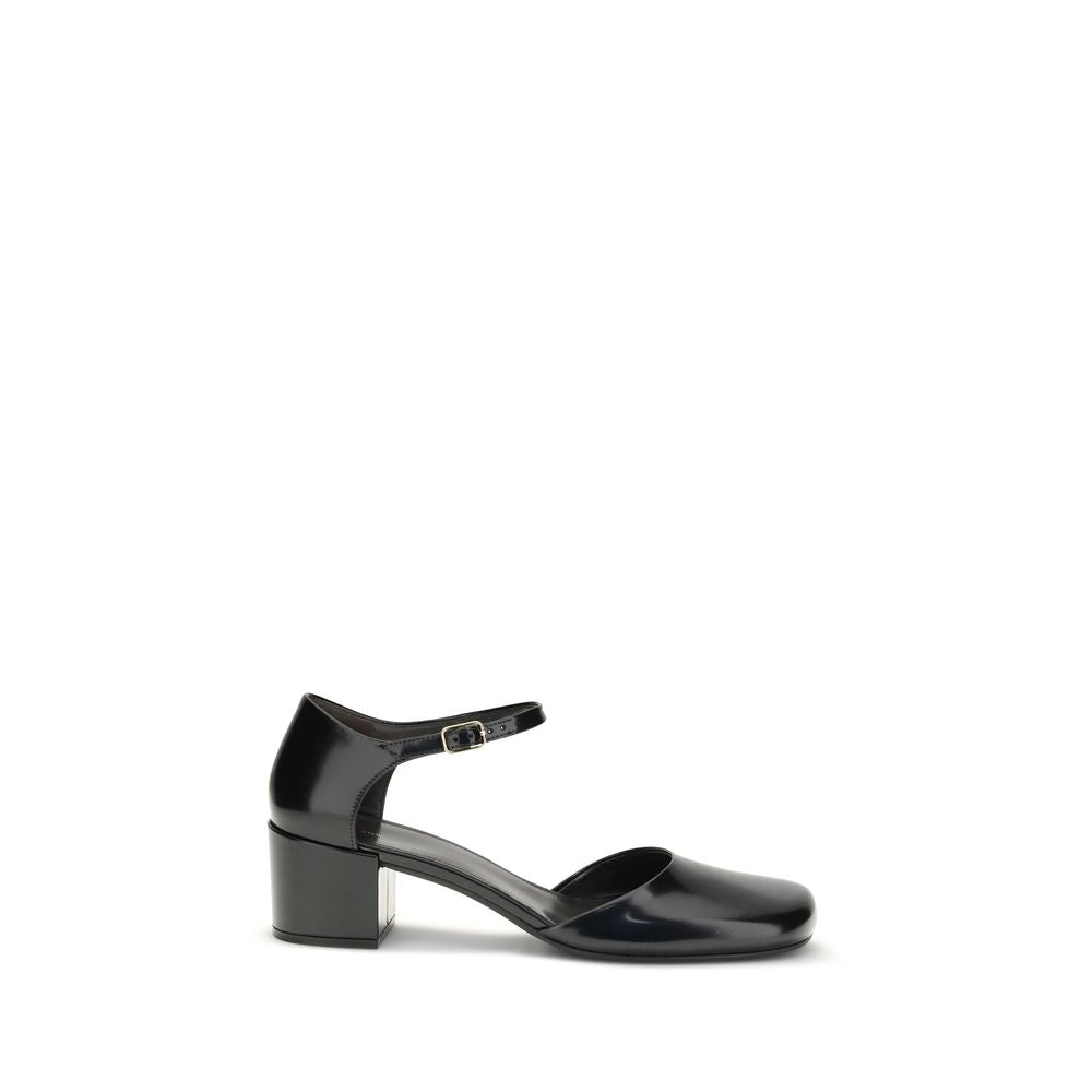 The Row Black Calf Leather Bos Taurus Mid Heel Pumps