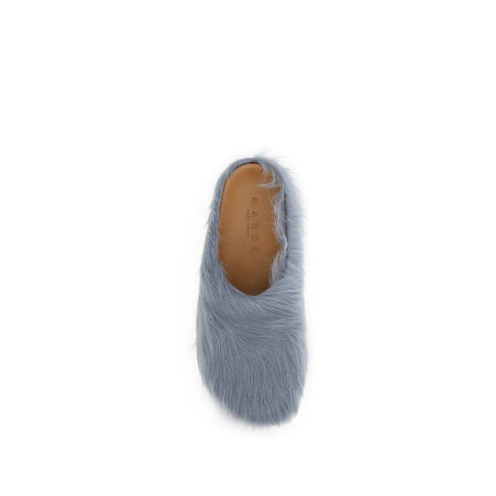 Marni Blue Calf Leather Bos Taurus Mules