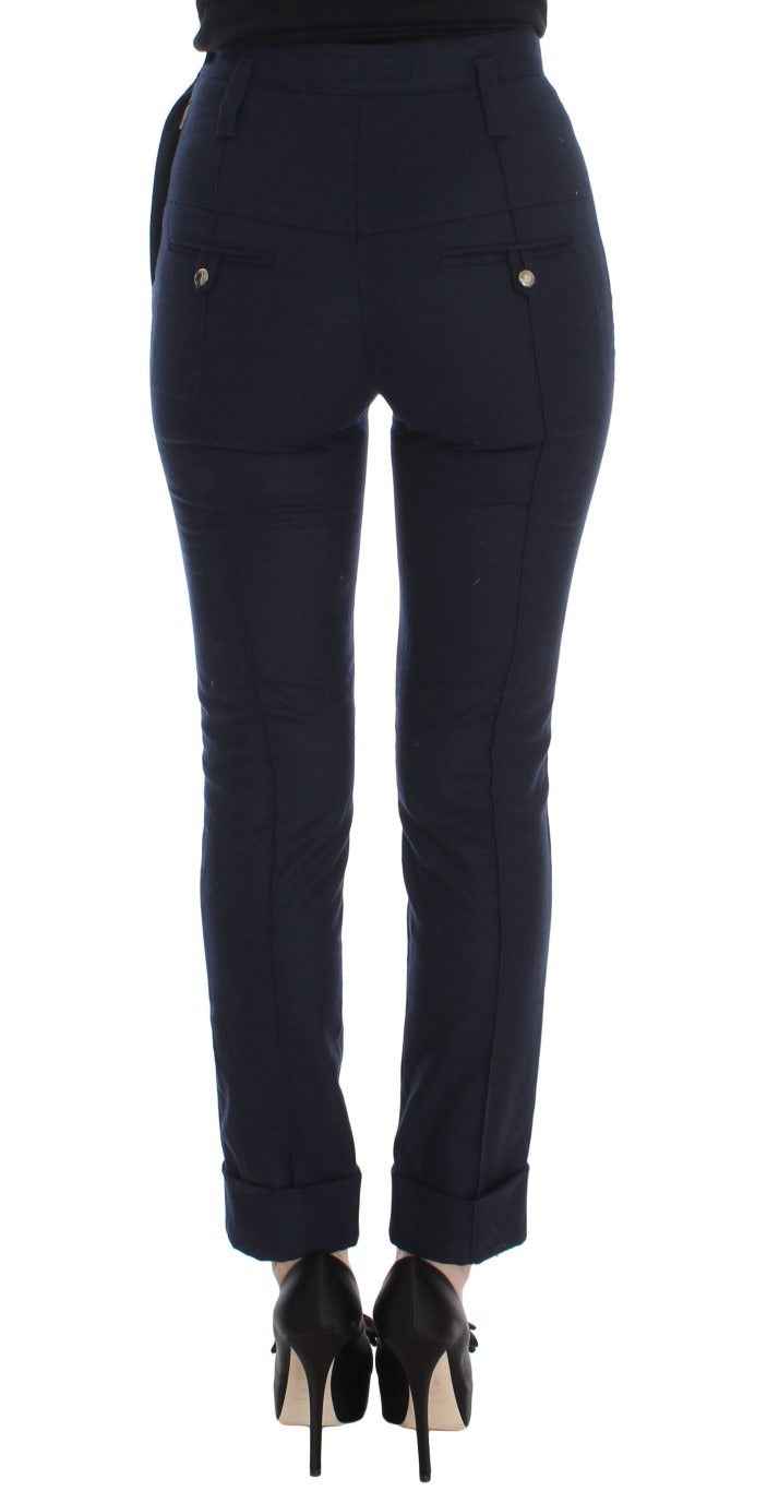 Ermanno Scervino Blue Virgin Wool Slim Fit Casual Pants