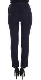 Ermanno Scervino Blue Virgin Wool Slim Fit Casual Pants