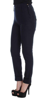 Ermanno Scervino Blue Virgin Wool Slim Fit Casual Pants