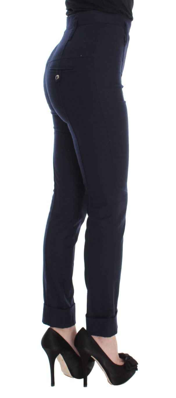 Ermanno Scervino Blue Virgin Wool Slim Fit Casual Pants