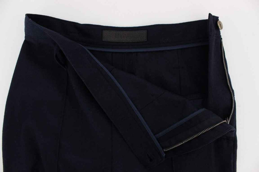 Ermanno Scervino Blue Virgin Wool Slim Fit Casual Pants