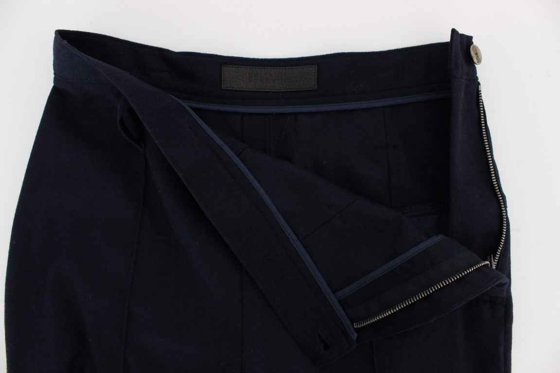 Ermanno Scervino Blue Virgin Wool Slim Fit Casual Pants