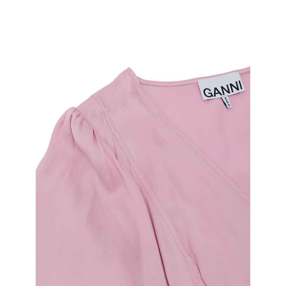 Ganni Pink Satin Tank Tops