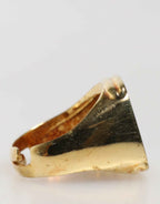 Dolce & Gabbana Gold-Tone Real Brass Black Enamel "J" Adjustable Rings