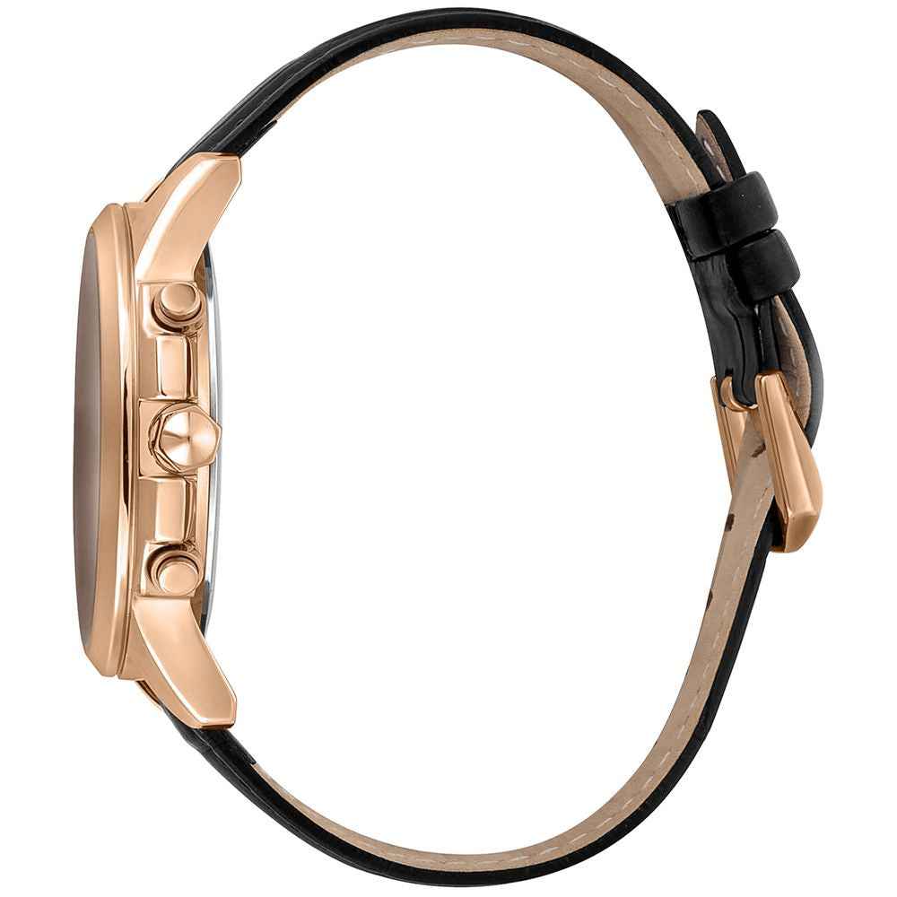 Just Cavalli Black Leather Dress Watch