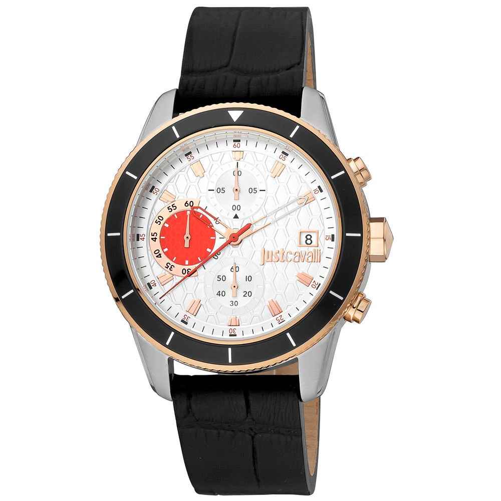 Just Cavalli Black Leather Dress Watch