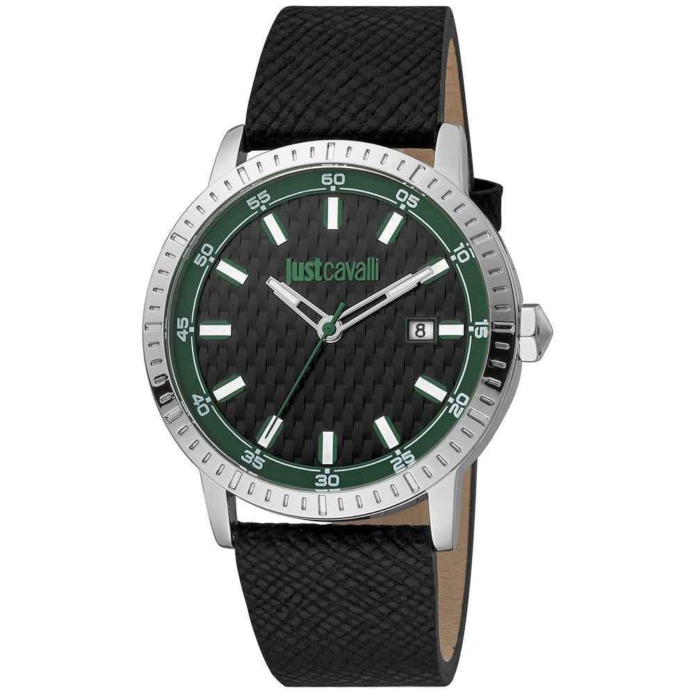 Just Cavalli Black Leather Dress Watch