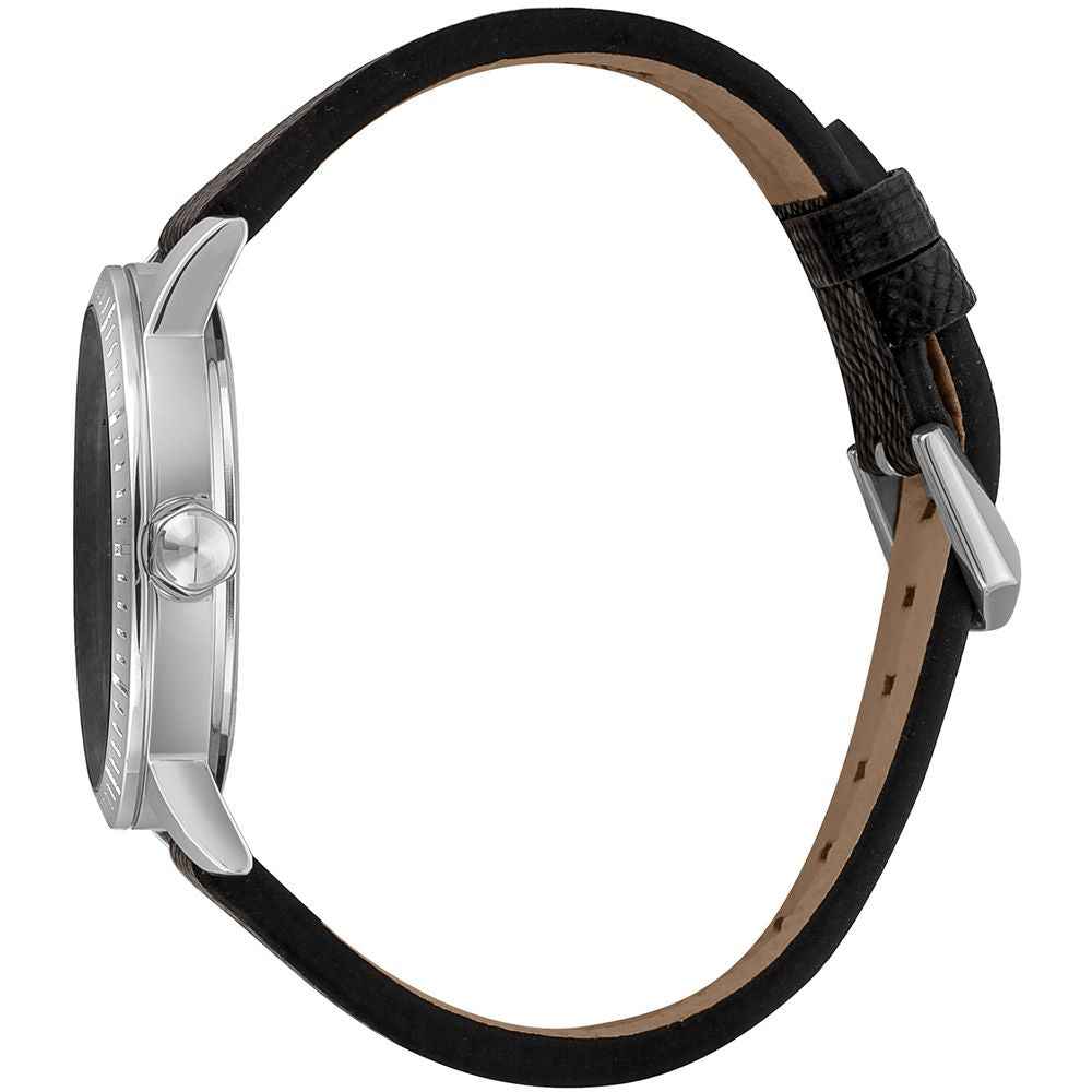 Just Cavalli Black Leather Dress Watch