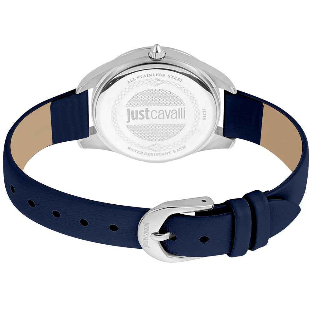 Just Cavalli Blue Leather Dress Watch
