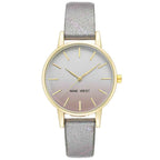 Nine West Gray Leather Dress Watch