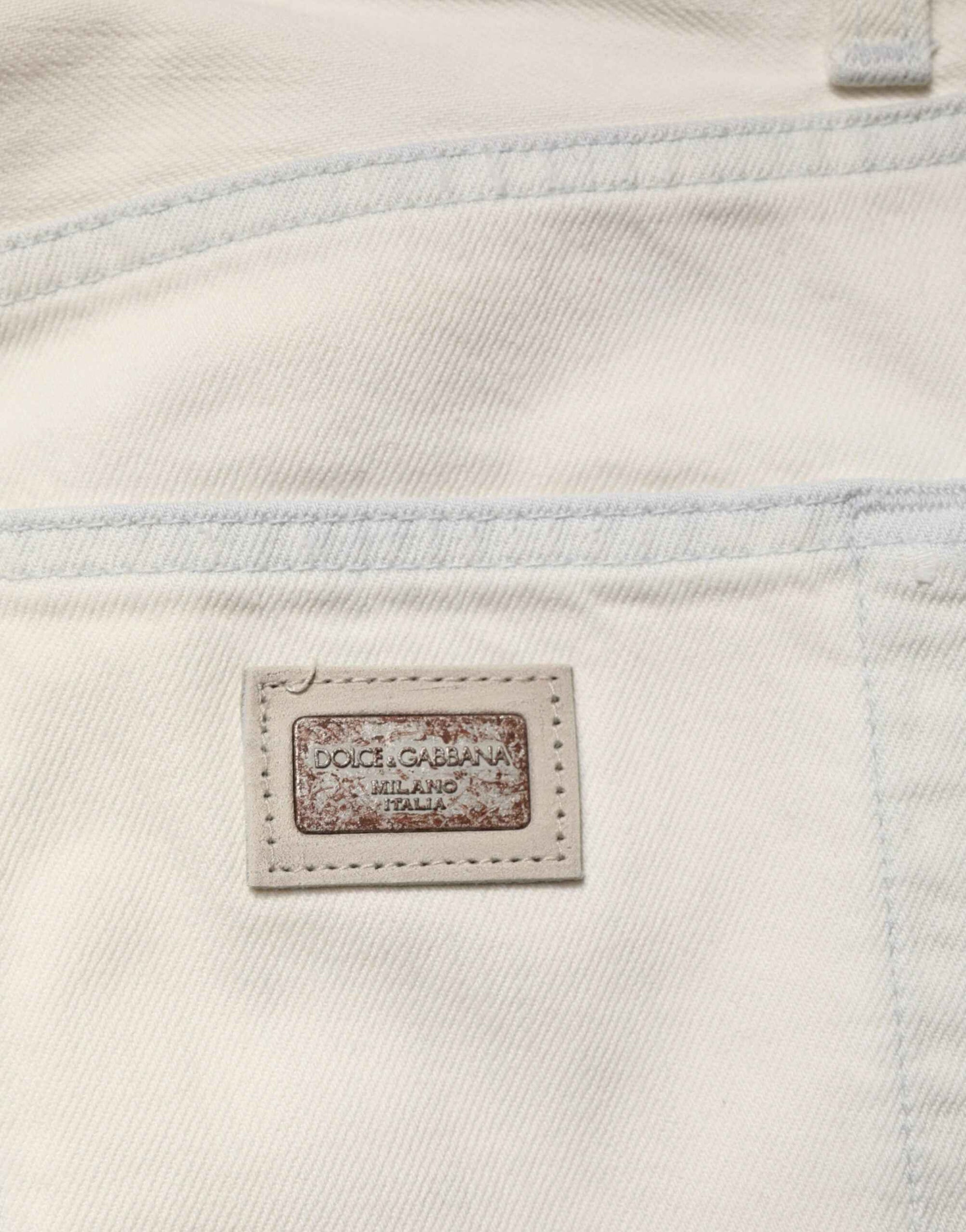 Dolce & Gabbana White Cotton Skinny Denim Trouser Men Jeans