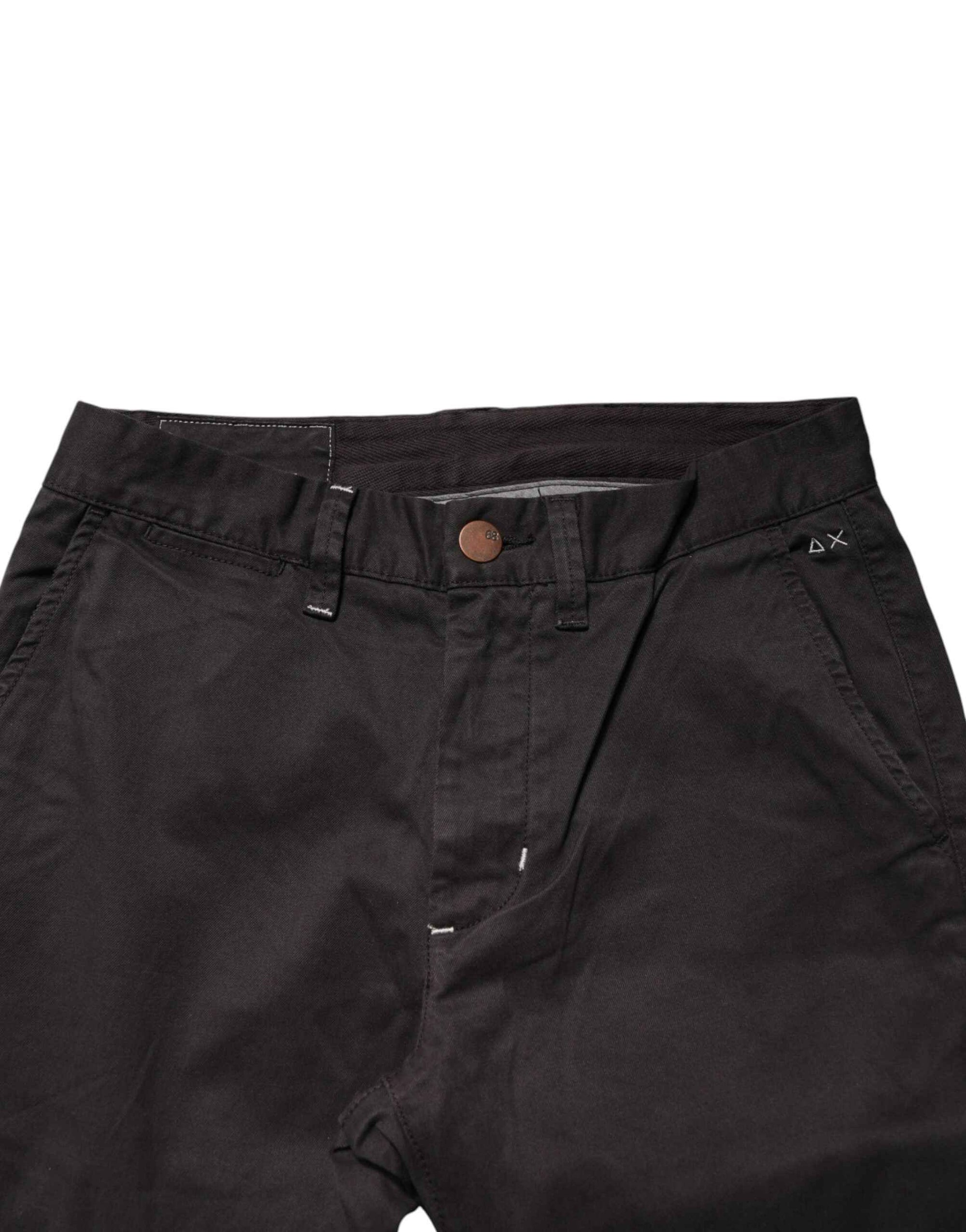 Sun68 Dark Brown Cotton Stretch Straight Mid Waist Trouser Pants