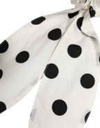 Dolce & Gabbana Scrunchie White Cotton Polka Dot Scarf Tie Accessory Hair
