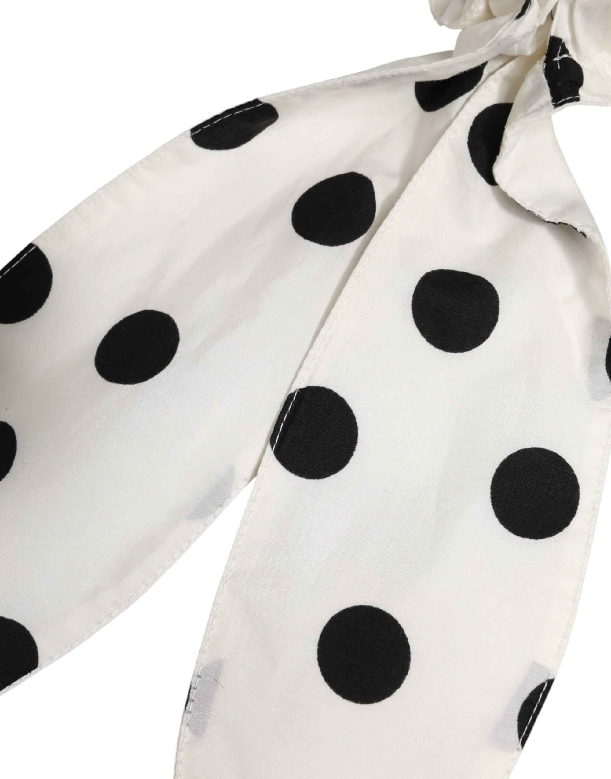 Dolce & Gabbana Scrunchie White Cotton Polka Dot Scarf Tie Accessory Hair