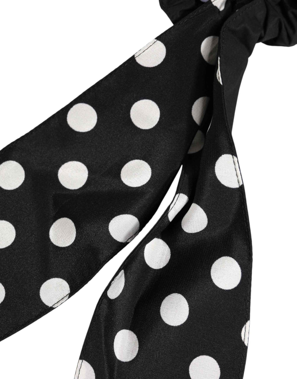 Dolce & Gabbana Black Cotton Polka Dot Scarf Tie Accessory Hair Scrunchie