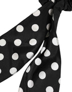 Dolce & Gabbana Black Cotton Polka Dot Scarf Tie Accessory Hair Scrunchie