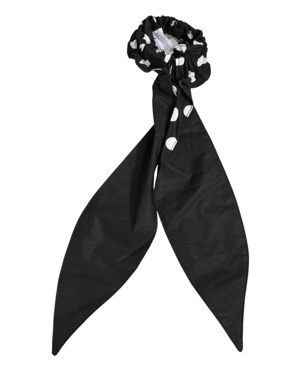 Dolce & Gabbana Black Cotton Polka Dot Scarf Tie Accessory Hair Scrunchie