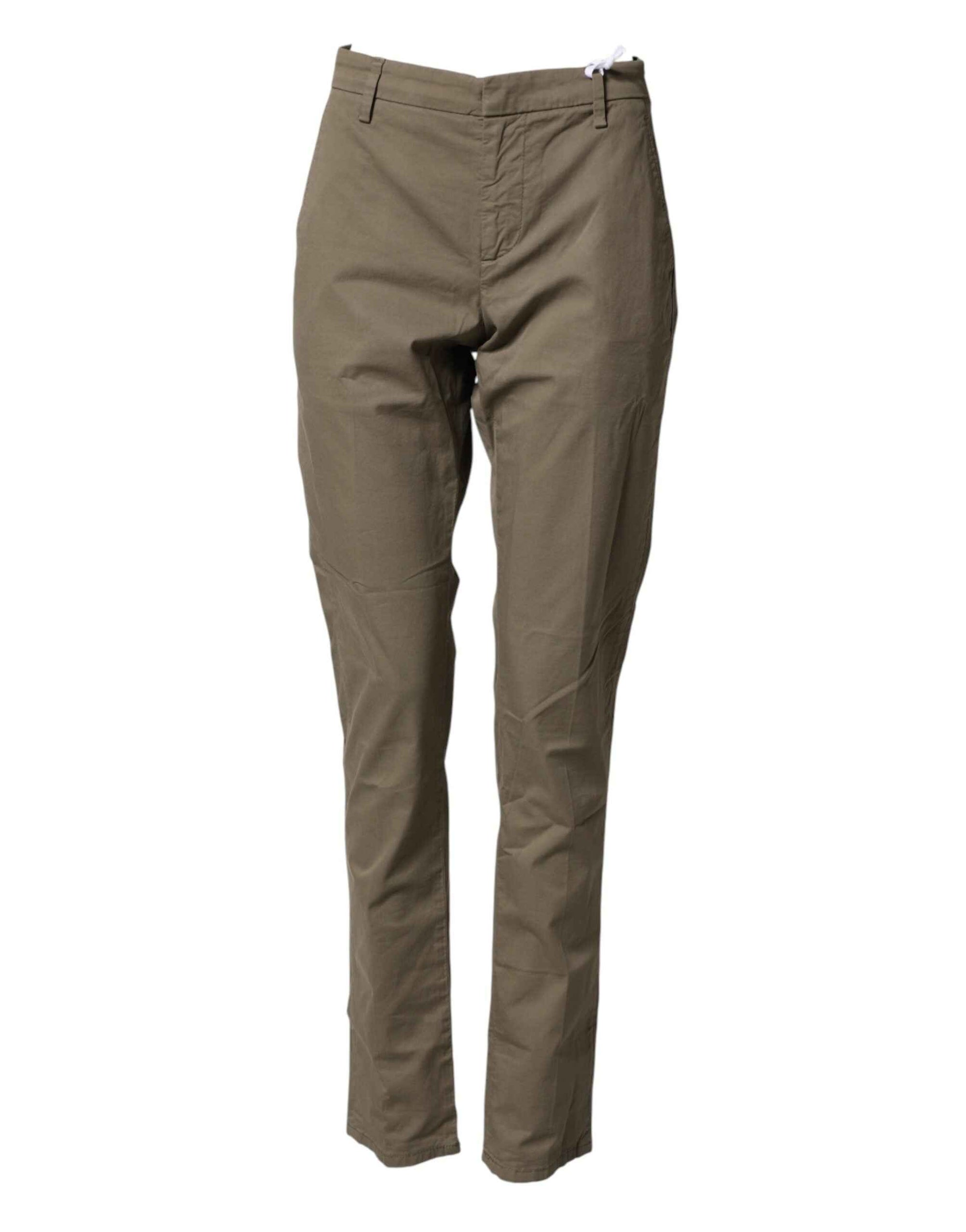 Dondup Beige Cotton Stretch Straight Chino Men Trouser Pants