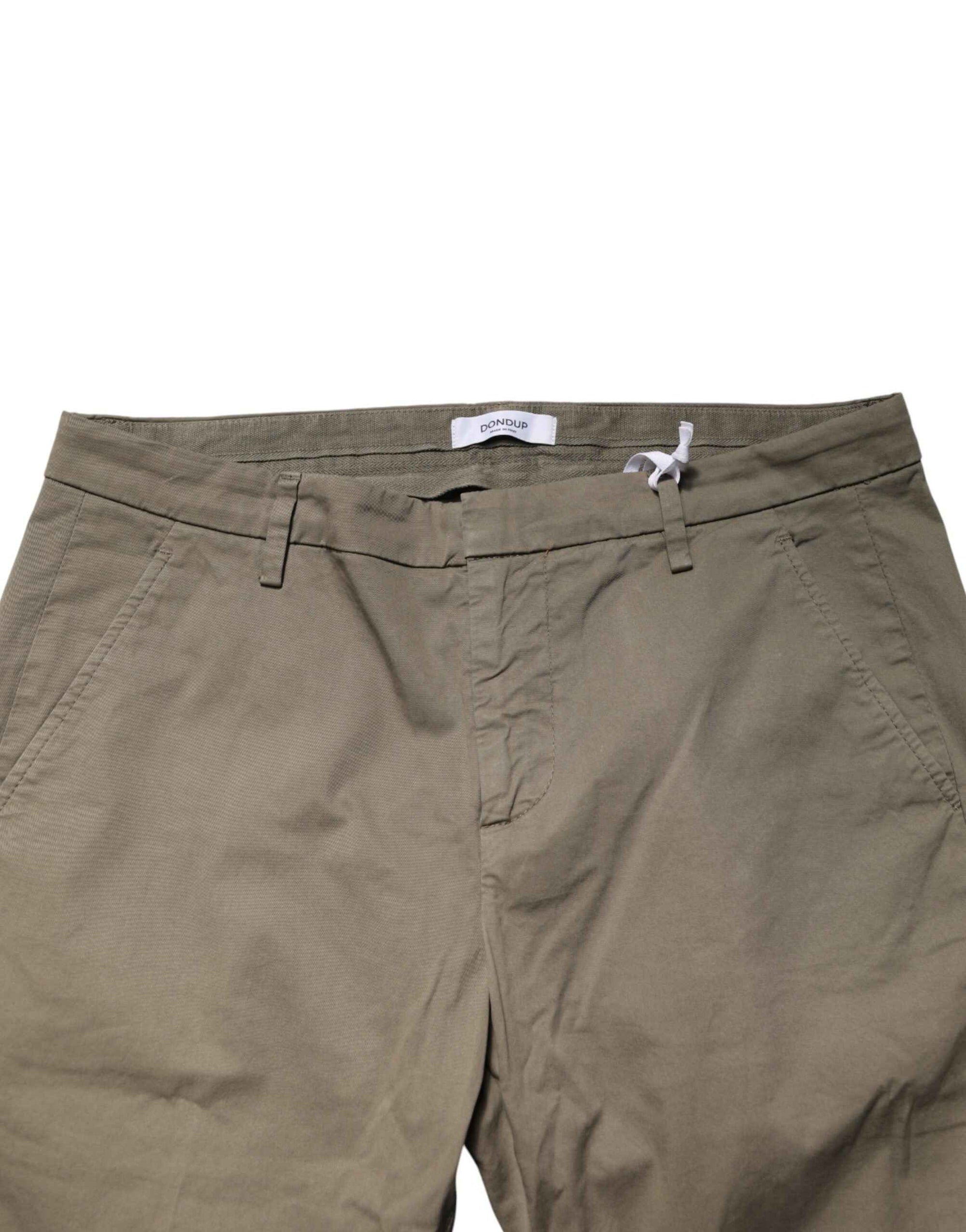 Dondup Beige Cotton Stretch Straight Chino Men Trouser Pants