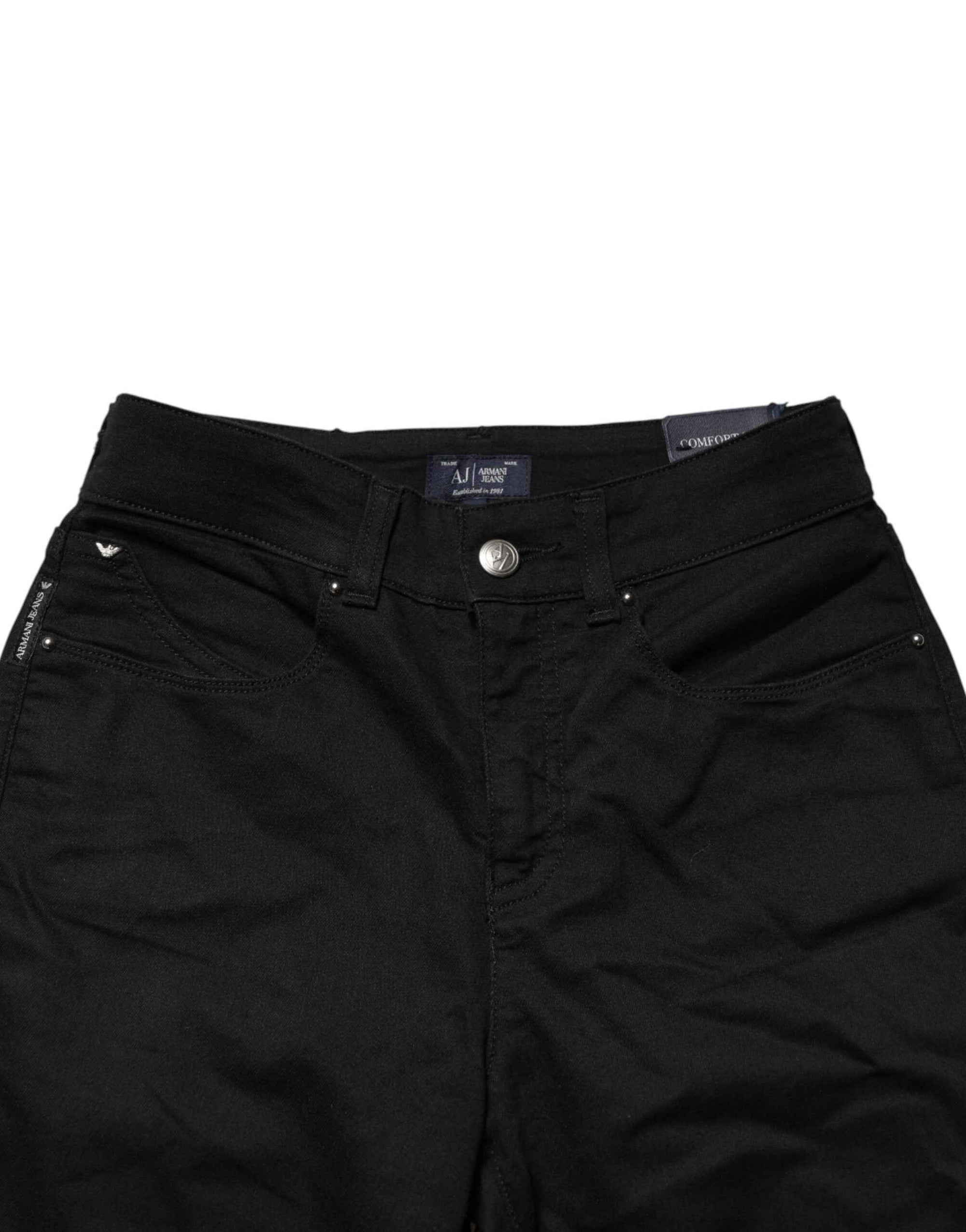 Armani Jeans Black Mid Waist Cotton Stretch Skinny Denim Jeans