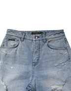 Dolce & Gabbana LightBlue Ripped Washed BOYFRIEND Denim Jeans