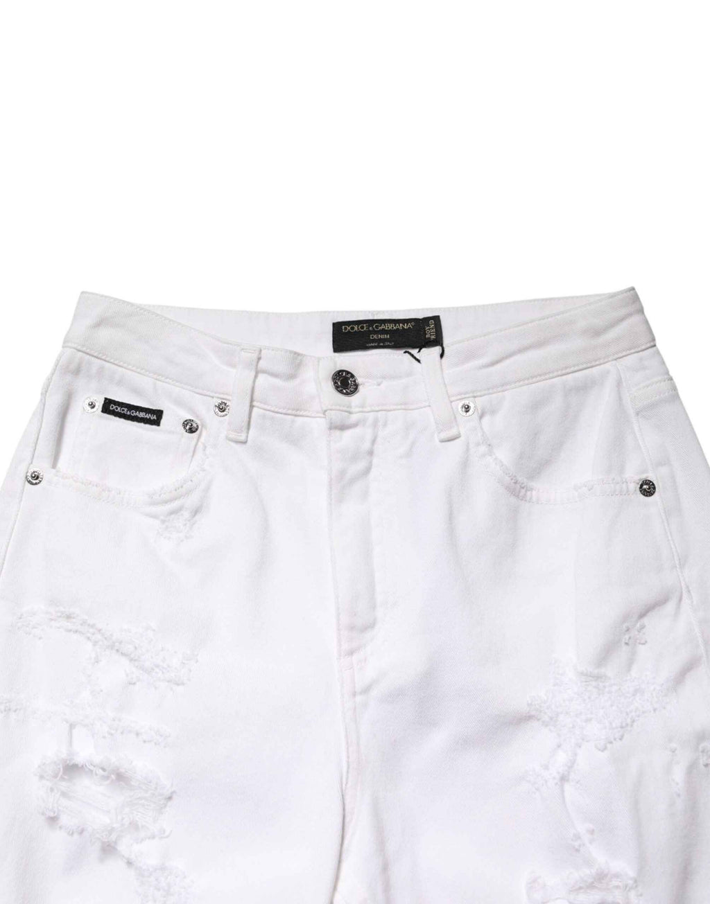 Dolce & Gabbana White Distressed Cotton BOYFRIEND Denim Jeans