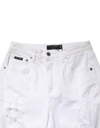 Dolce & Gabbana White Distressed Cotton BOYFRIEND Denim Jeans
