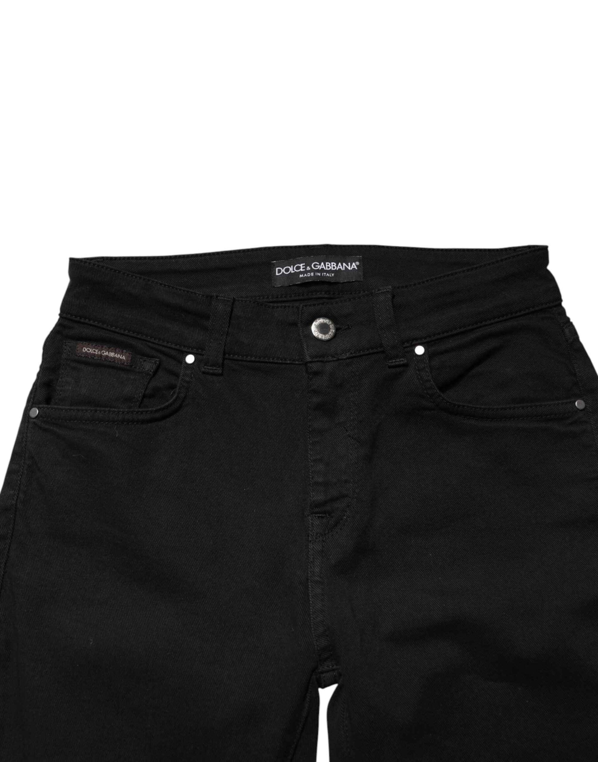 Dolce & Gabbana Black Cotton Skinny Mid Waist Denim Jeans