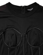 Dolce & Gabbana Black Cotton Bustier Corset Short Sleeves T-shirt