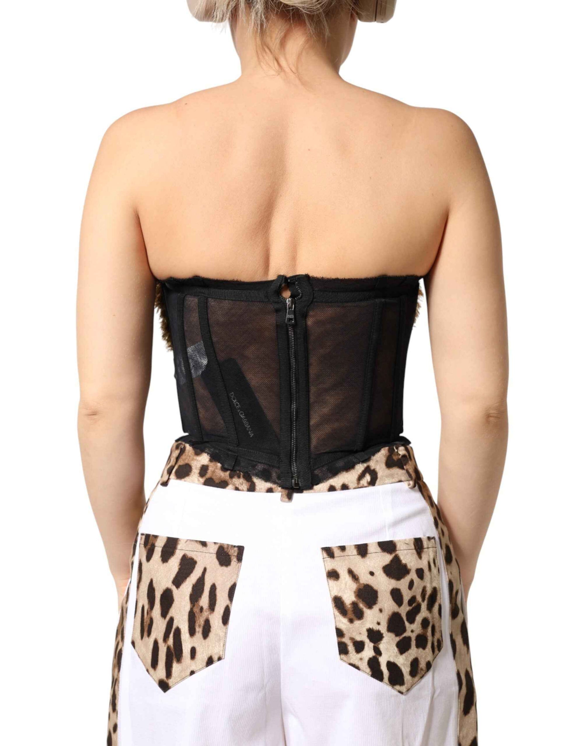 Dolce & Gabbana Black Gold Heart Bustier Corset Tinsel Top