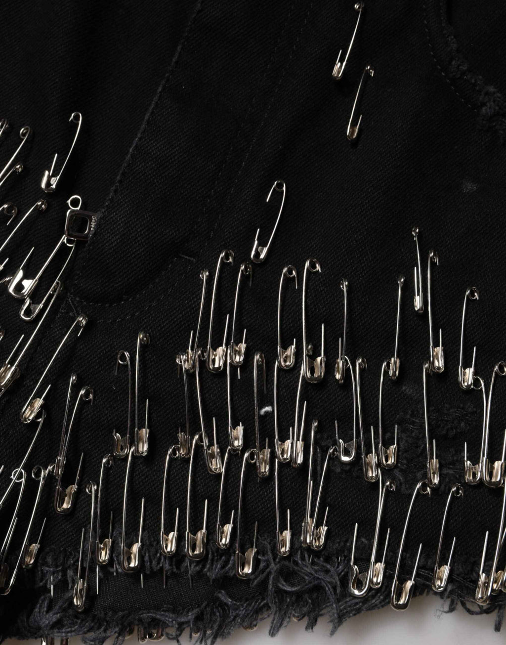 Dolce & Gabbana Black Pins Cotton Denim Hot Pants Shorts