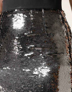Dolce & Gabbana Metallic Gray Sequin High Waist Mermaid Skirt