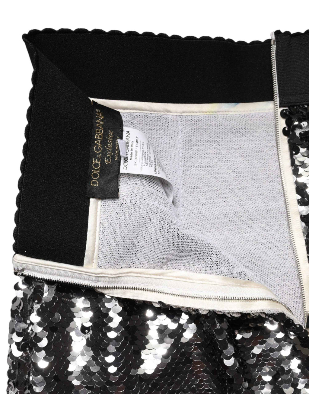 Dolce & Gabbana Metallic Gray Sequin High Waist Mermaid Skirt