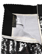 Dolce & Gabbana Metallic Gray Sequin High Waist Mermaid Skirt