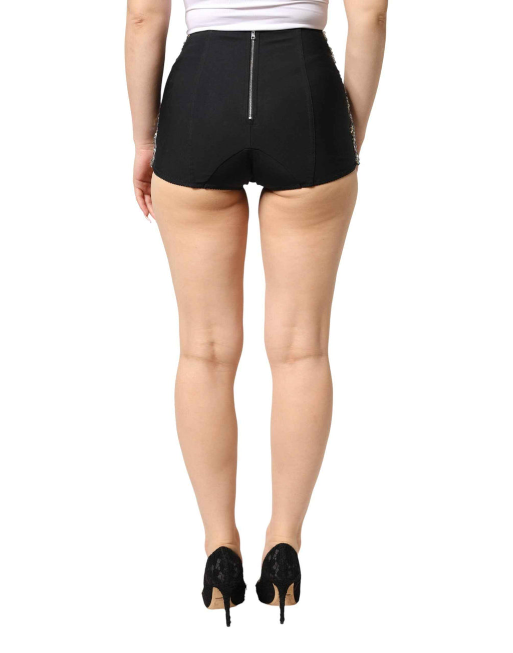 Dolce & Gabbana Multicolor Embellished High Waist Hot Pants Shorts