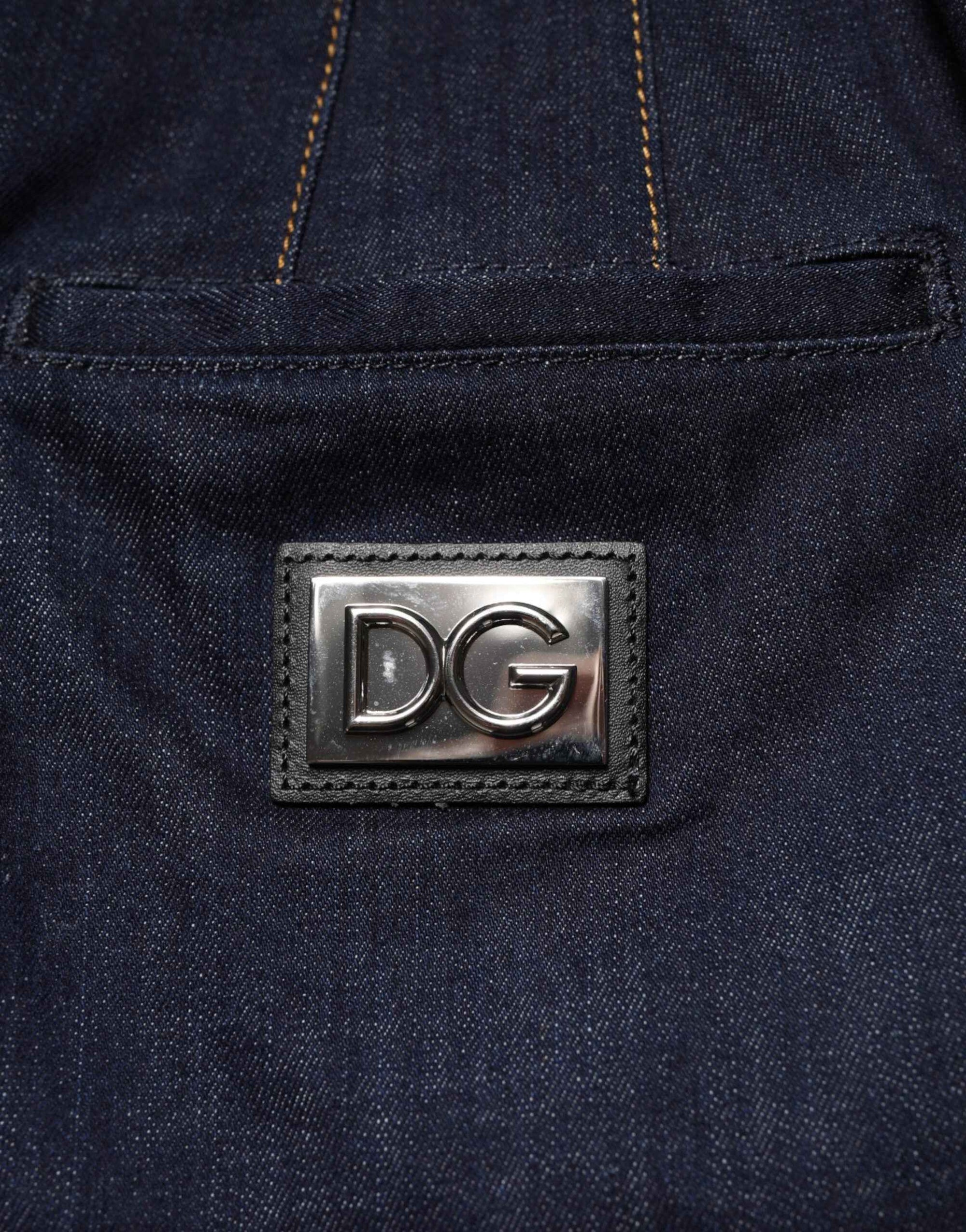 Dolce & Gabbana Dark Blue Cotton A-line Denim Midi Skirt