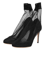 Dolce & Gabbana Black Nylon Stretch Mesh Sock Boots  Shoes