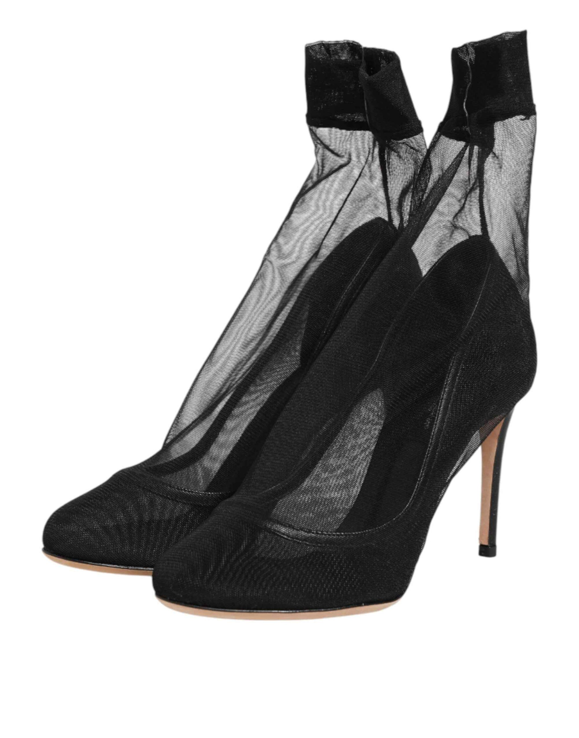 Dolce & Gabbana Black Nylon Stretch Mesh Sock Boots  Shoes