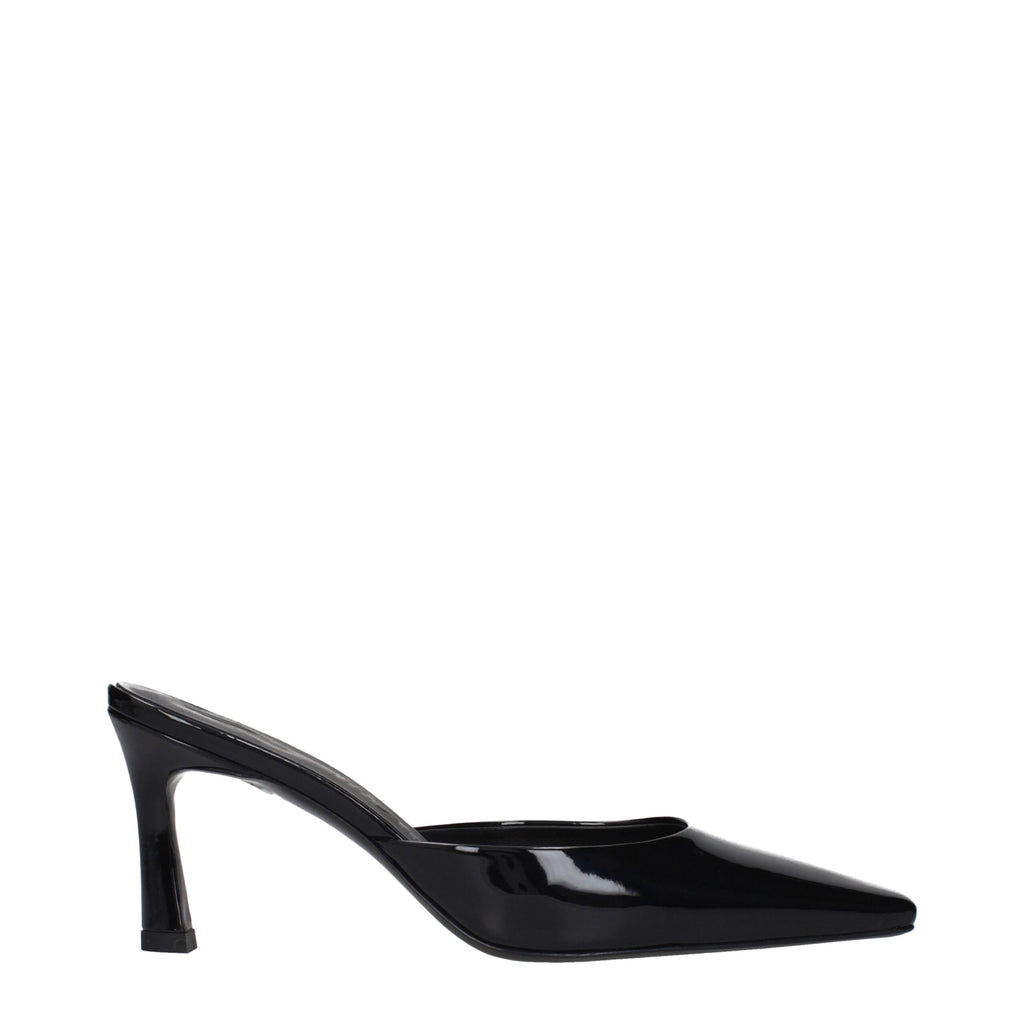 The Attico Black Leather Flat Sandals
