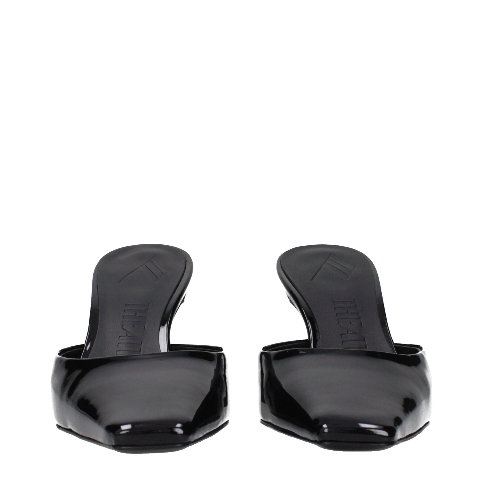 The Attico Black Leather Flat Sandals