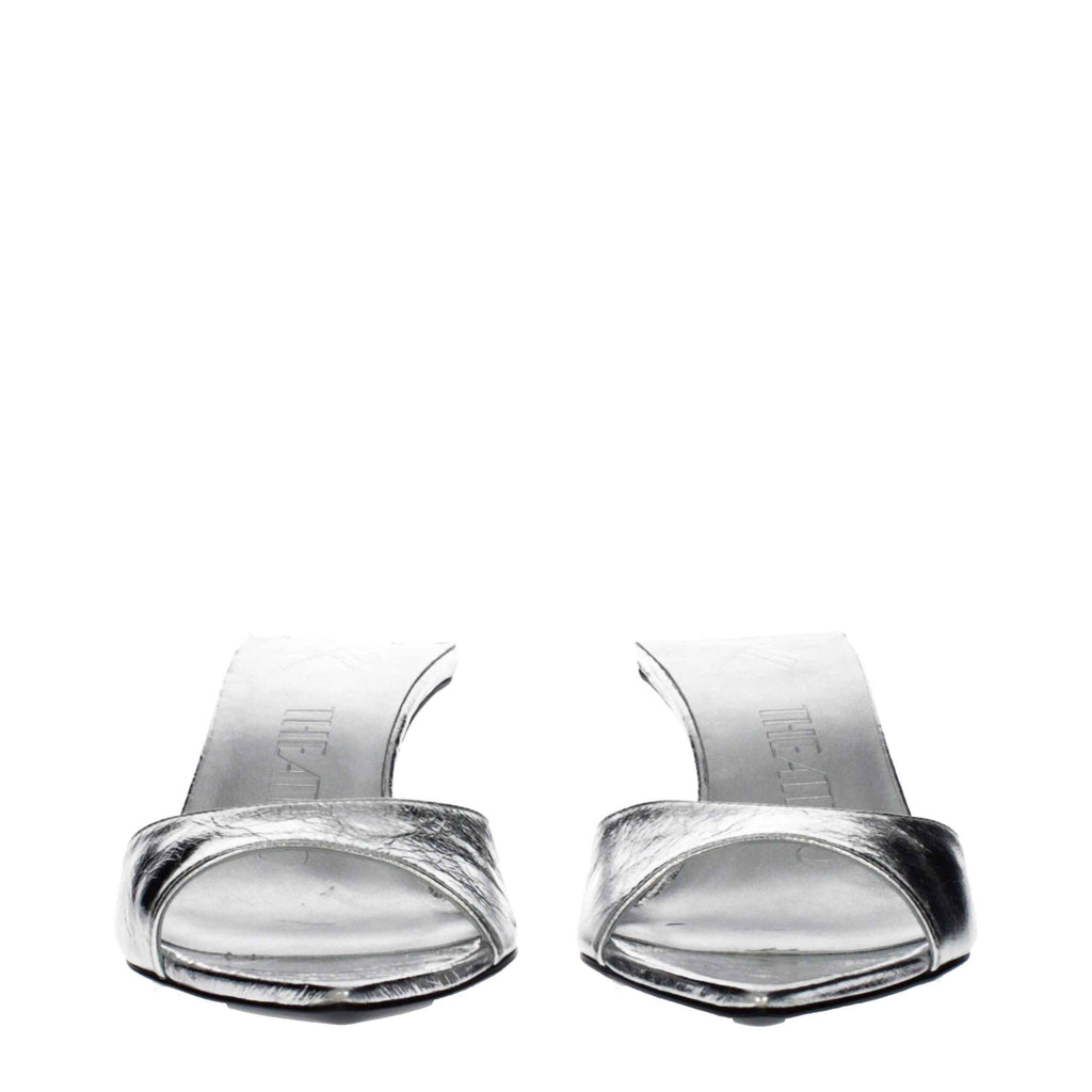 The Attico Gray Leather Flat Sandals