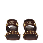 Valentino Garavani Brown Leather Strap-On Sandals